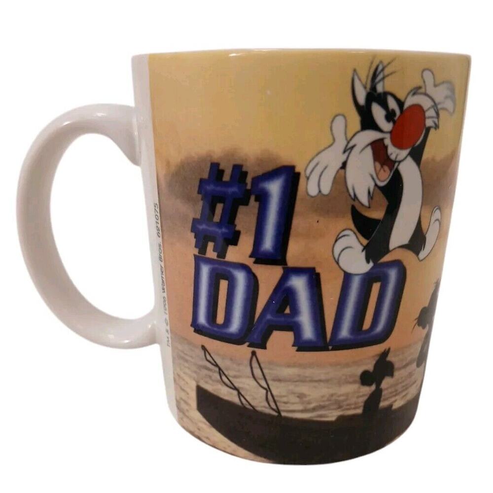 1997 Looney Tunes Sylvester the Cat #1 DAD Coffee Mug Warner Bros. Fathers Day